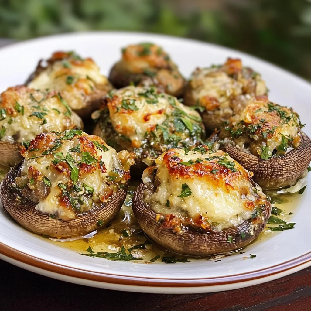 Champignons farcis avec garniture crémeuse.